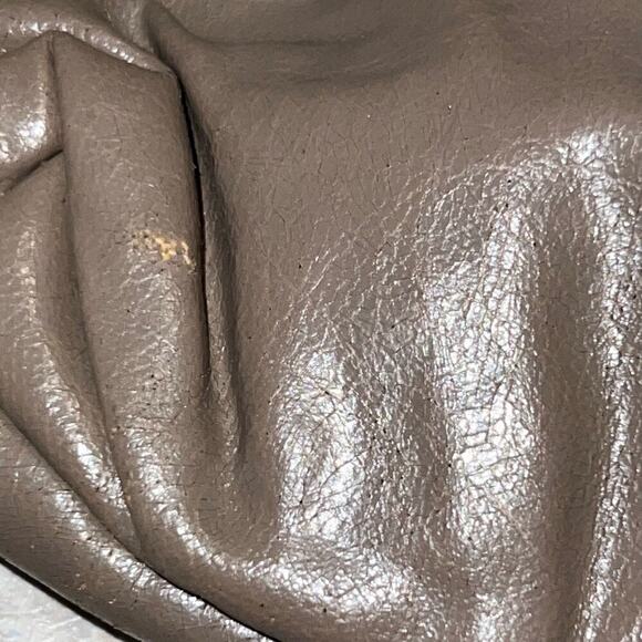 Vintage Soft Faux Leather Taupe Clutch Handbag with Snaplock Closure Wrist Purse - Picture 5 of 13